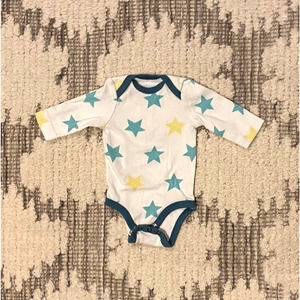 Primary Onesie, Long Sleeve Organic Cotton with Stars - Newborn NB